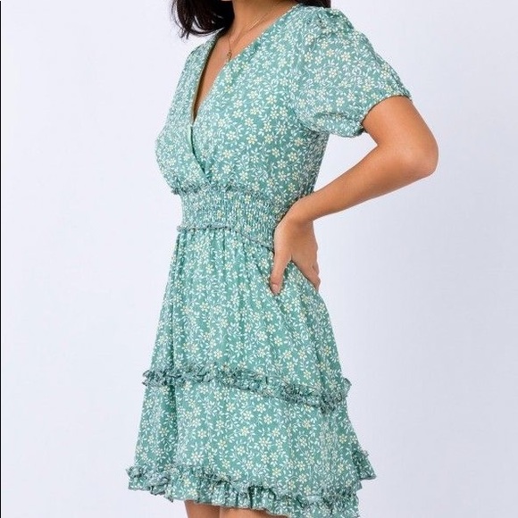 Princess Polly Brownlock Mini Green Dress - Picture 2 of 2